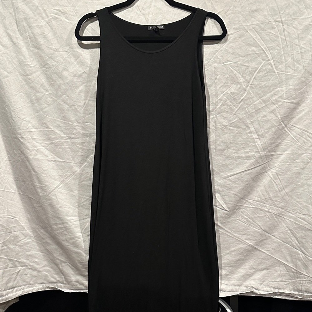 Eileen Fisher Elegant Black Midi Dress